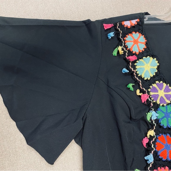 Black Dress with Colorful Embroidery and Tassels  3X never worn - Picture 7 of 7